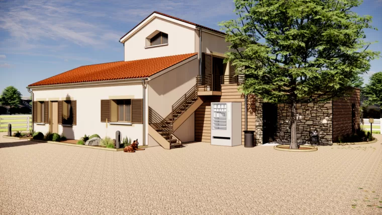Projet de rénovation et d'agrandissement d'une vieille bâtisse en appartement et magasin de producteurs, Chambœuf, TB Maitrise d'œuvre