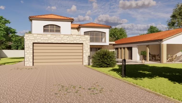 Construction d'une villa moderne en U avec piscine, Veauche, TB Maitrise d'Oeuvre