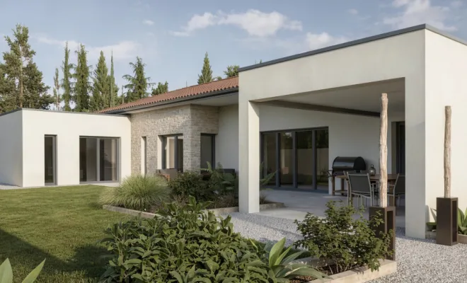 Construction d'une villa contemporaine méditerranéenne, Veauche, TB Maitrise d'Oeuvre