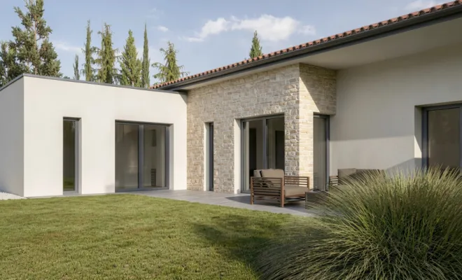 Construction d'une villa contemporaine méditerranéenne, Veauche, TB Maitrise d'Oeuvre
